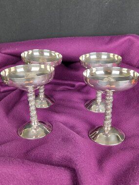 Share 4 Vintage Plator Silverstone Champagne Goblets Chalice Made in Spain